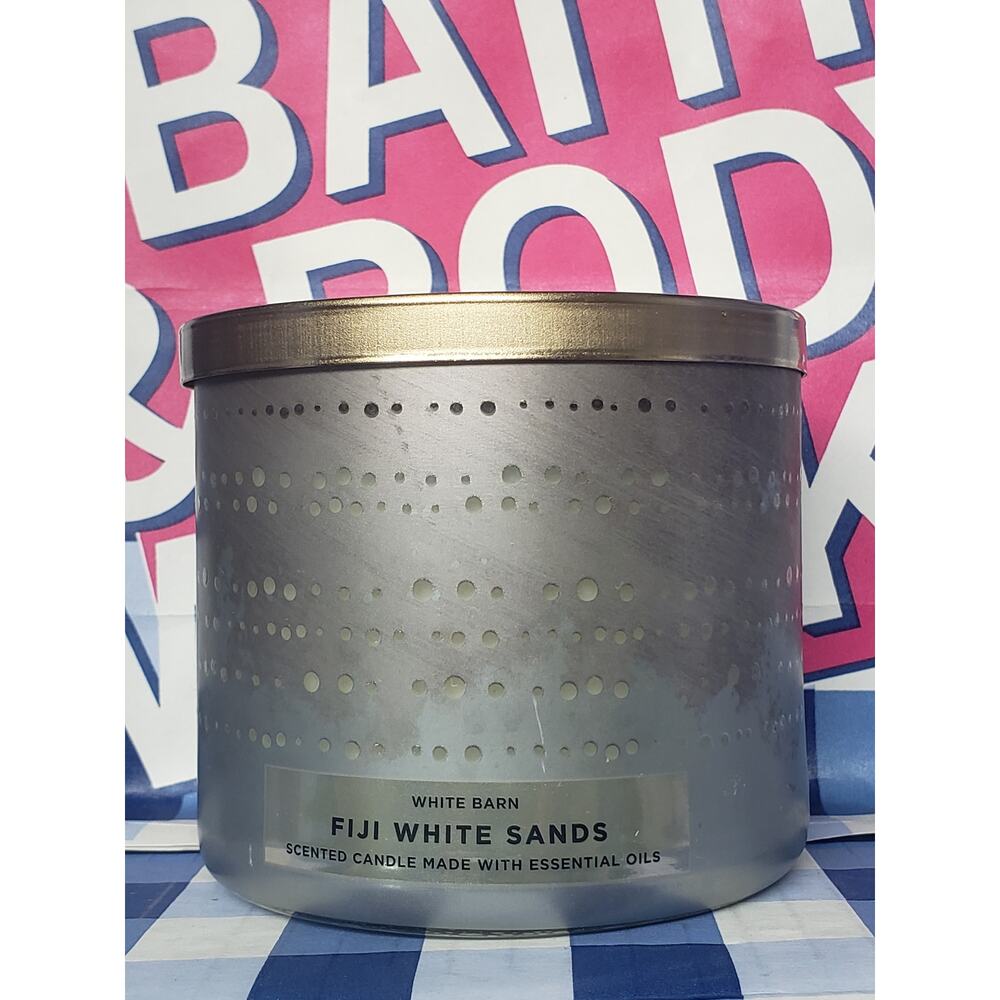 BBW Fiji White Sands Shine Through Jar Large 3 Wick Candle Home Fragrance Decor